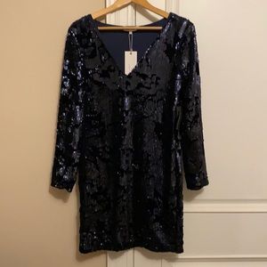 Cocktail Dress, sequin and velvet, navy, size M
